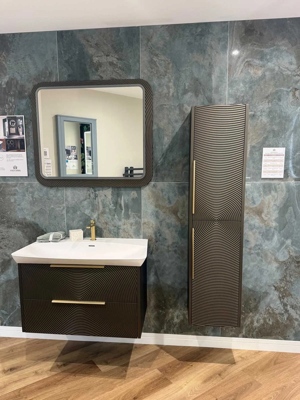 Bathroom Display HeyU Ripple in Iridescent Bronze Finish - featured at House of Harmony Bathroom Showroom