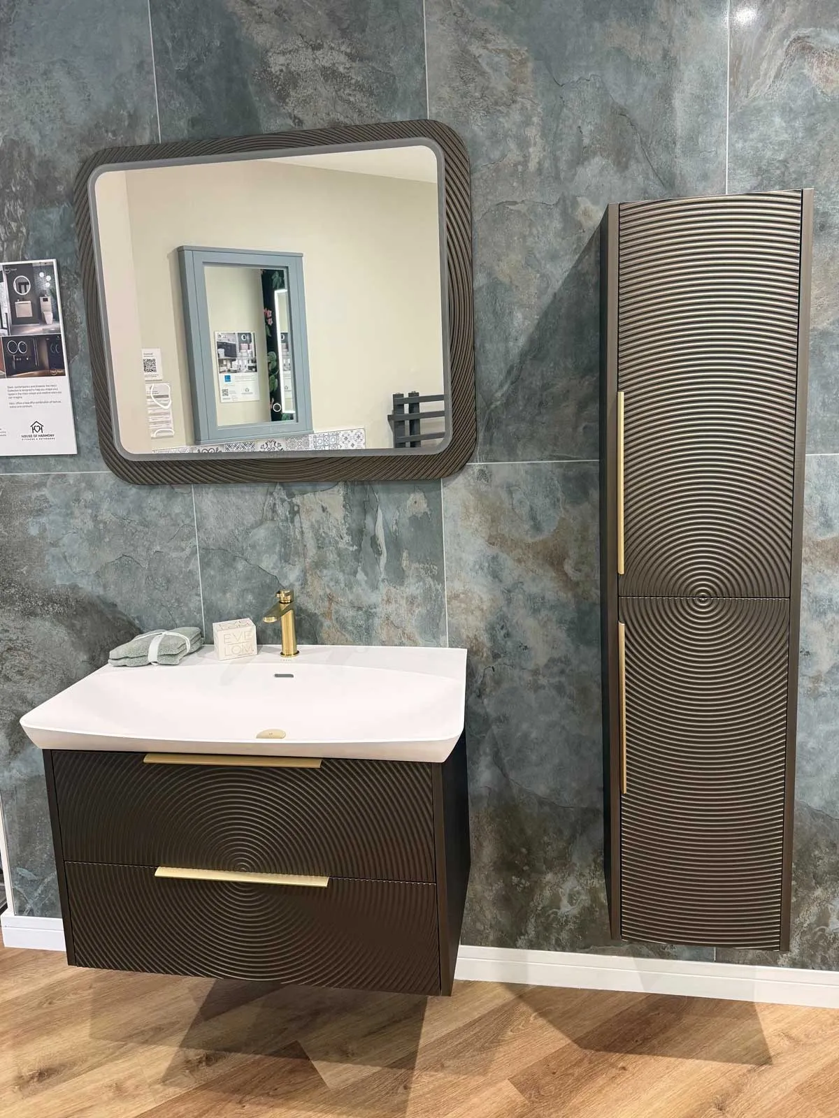Bathroom Display HeyU Ripple in Iridescent Bronze Finish - featured at House of Harmony Bathroom Showroom