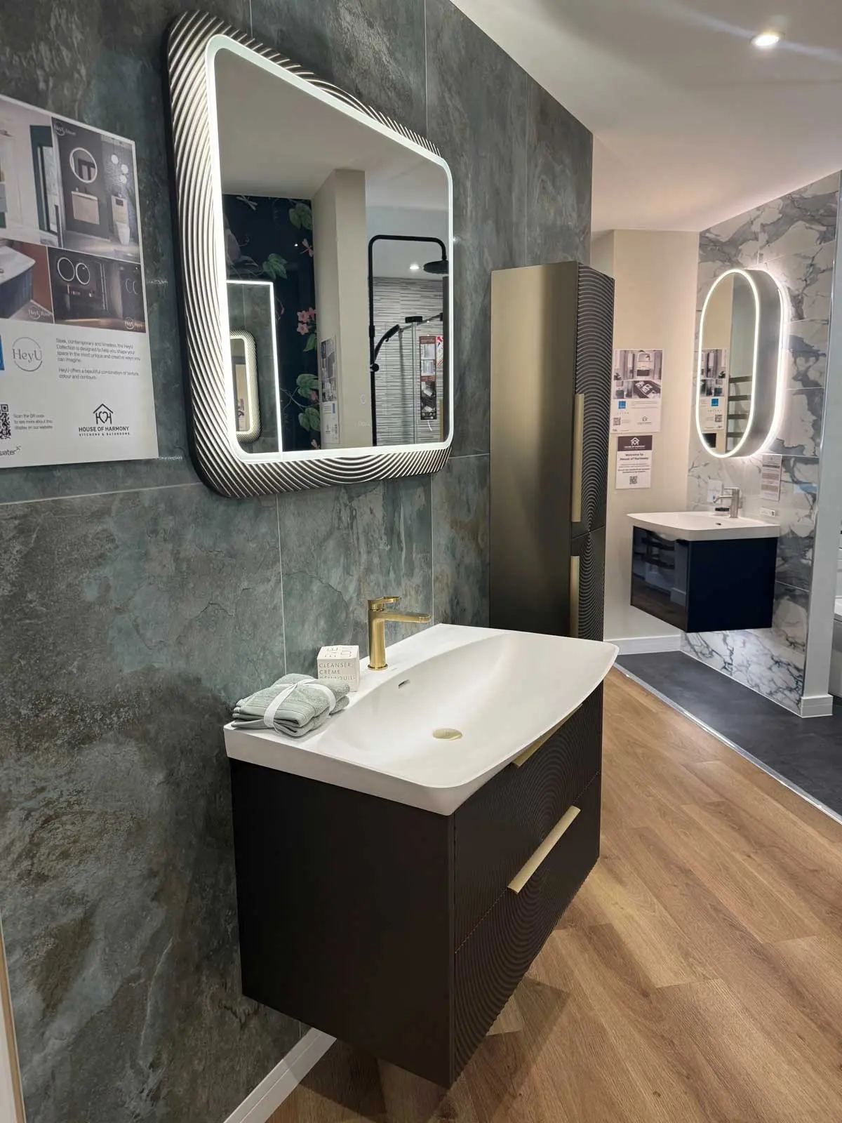 Bathroom Display HeyU Ripple in Iridescent Bronze Finish - featured at House of Harmony Bathroom Showroom
