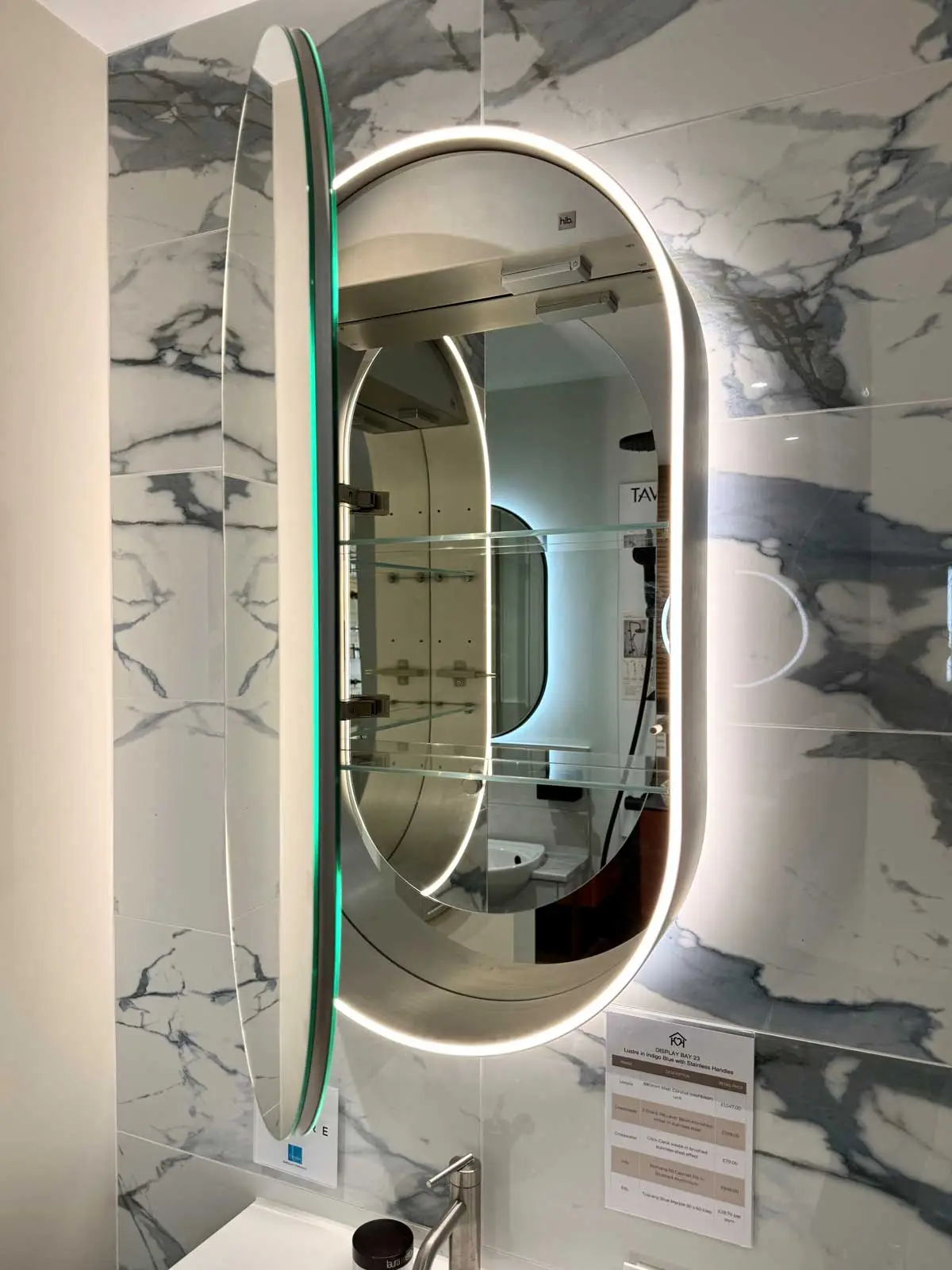 Bathroom Showroom 23 HIB Mirror opening to display shelving