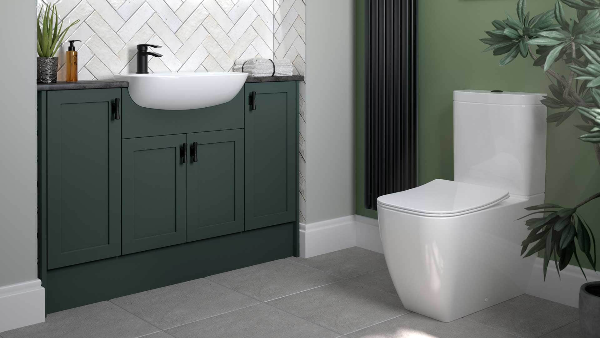 Utopia Original Fitted Clara bay green with sanitaryware