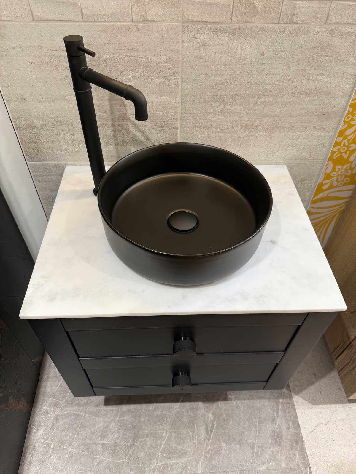 Bathroom Display 34 - Crosswater Canvass in Indigo Blue with basin and tap
