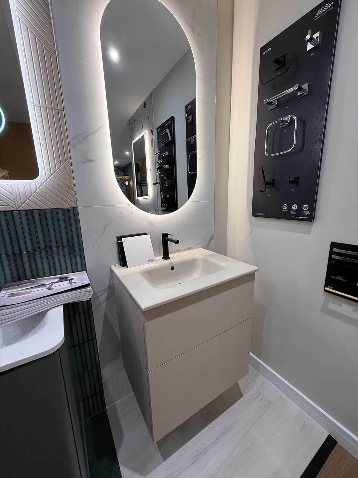 Bathroom Display 39 - Miller City in Cotton Cream with mirror