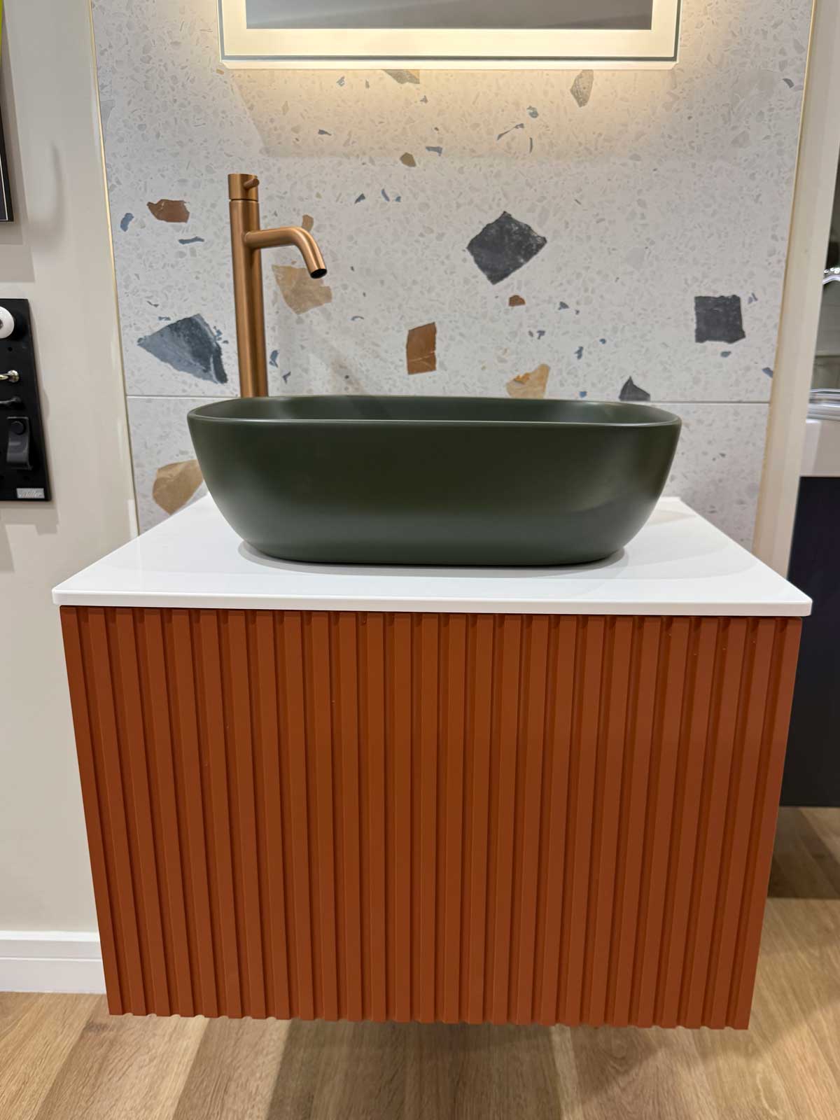 Bathroom Display 40 - Salgar Biba collection in Terracotta front