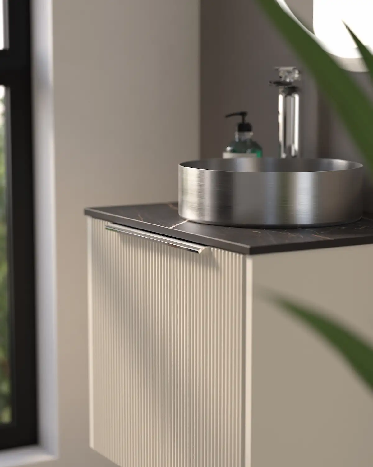 Utopia HeyU Linear Sit On Pull To Open Single Drawer Sandy Ecru
