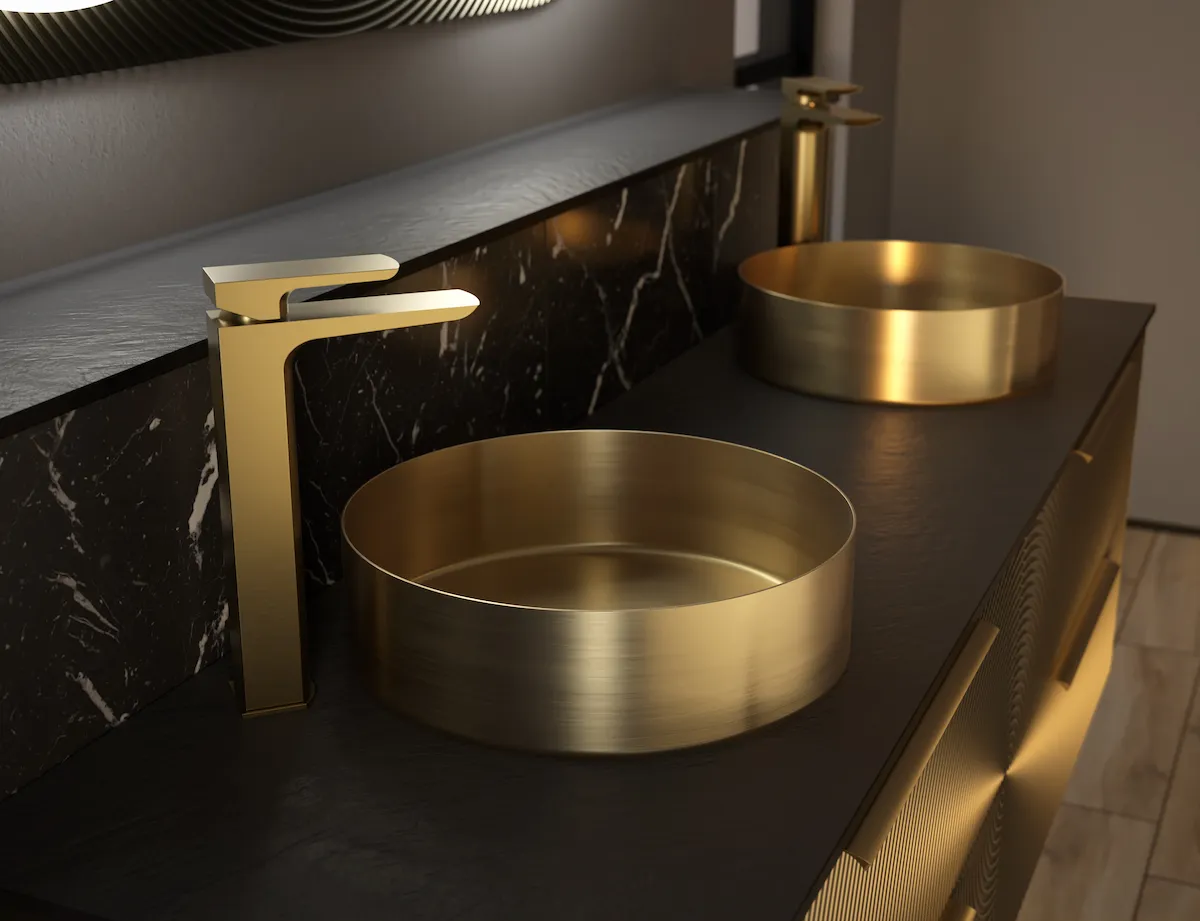Utopia HeyU Ripple Sit On Pull To Open Twin Double Drawer Iridescent Bronze Cameo