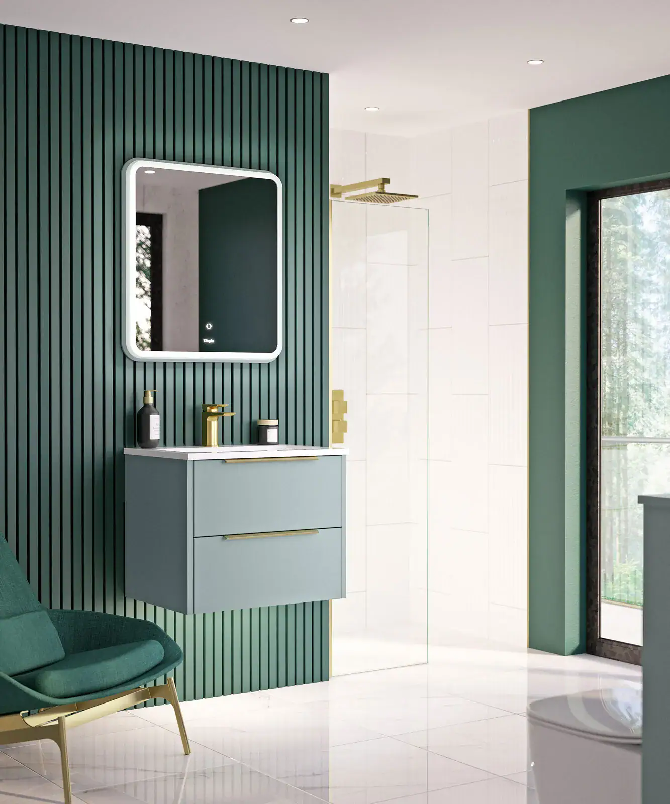 Utopia HeyU Smooth Slabtop Pull To Open Double Drawer Sea Green
