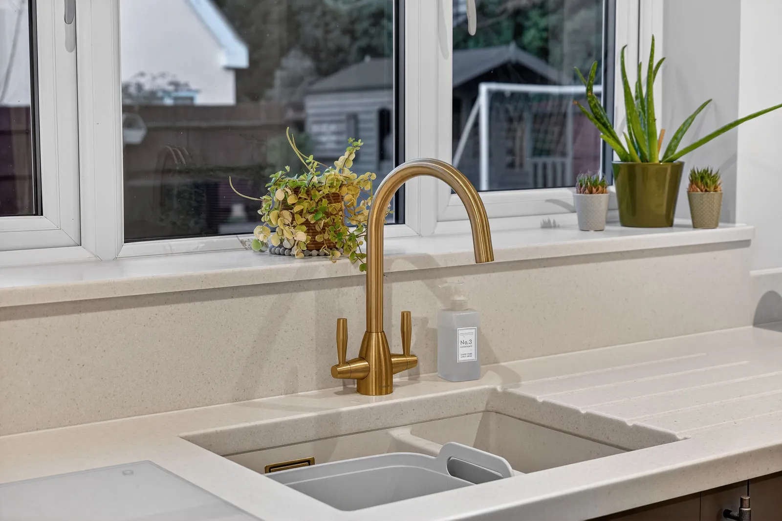 Schüller Shaker Design Kitchen with Capel Avel gold tap installed and designed by House of Harmony