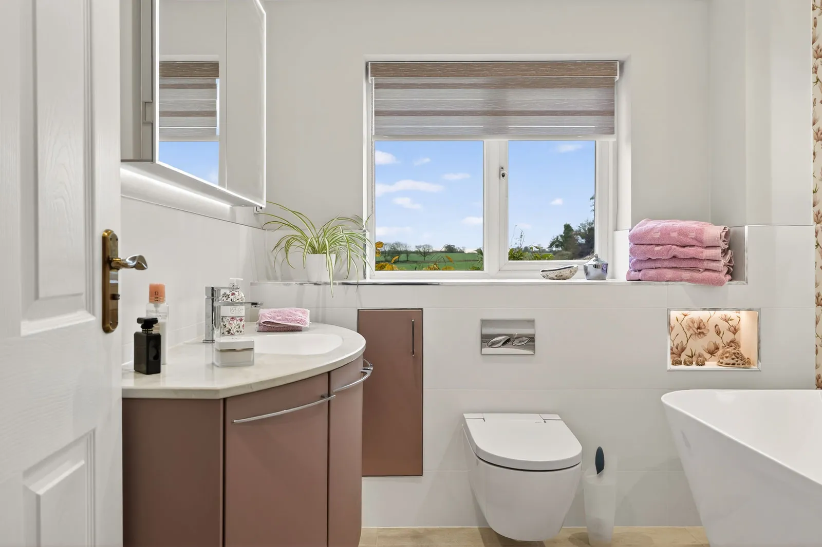Warm and Contemporary Bathroom designed and installed by House of Harmony