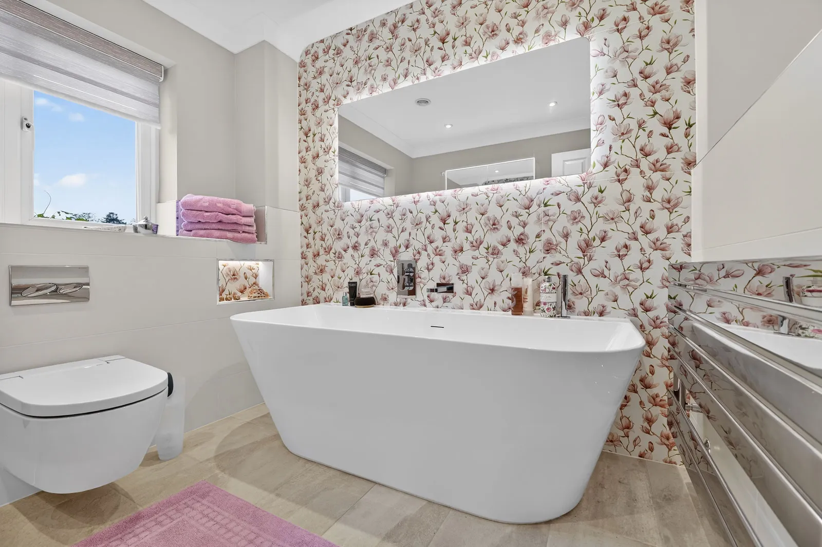 Warm and Contemporary Bathroom designed and installed by House of Harmony