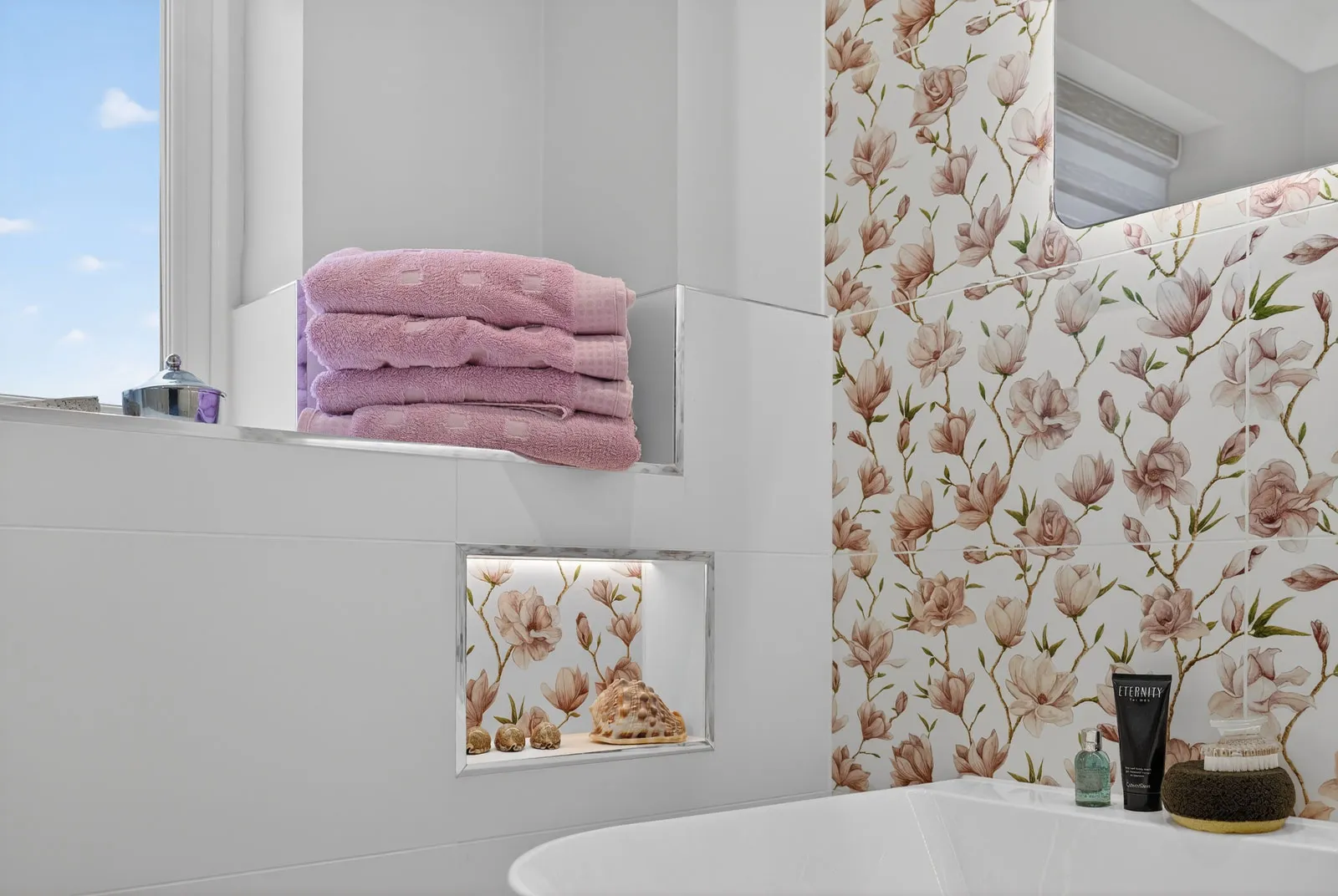 Warm and Contemporary Bathroom designed and installed by House of Harmony