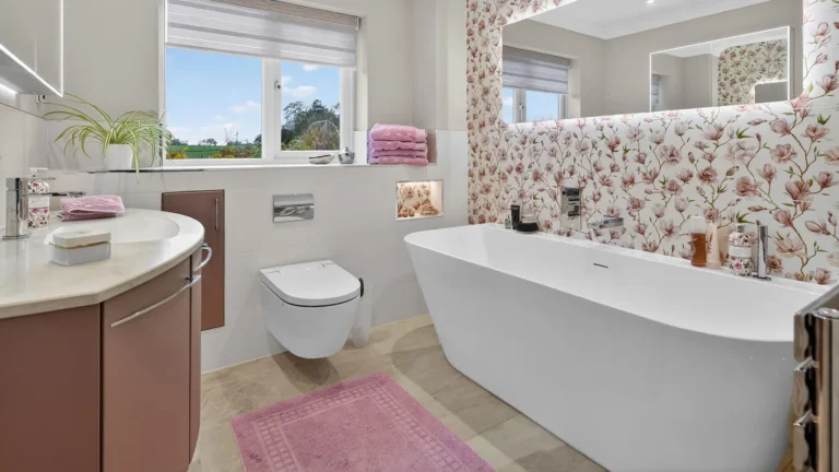 Warm and Contemporary Bathroom designed and installed by House of Harmony