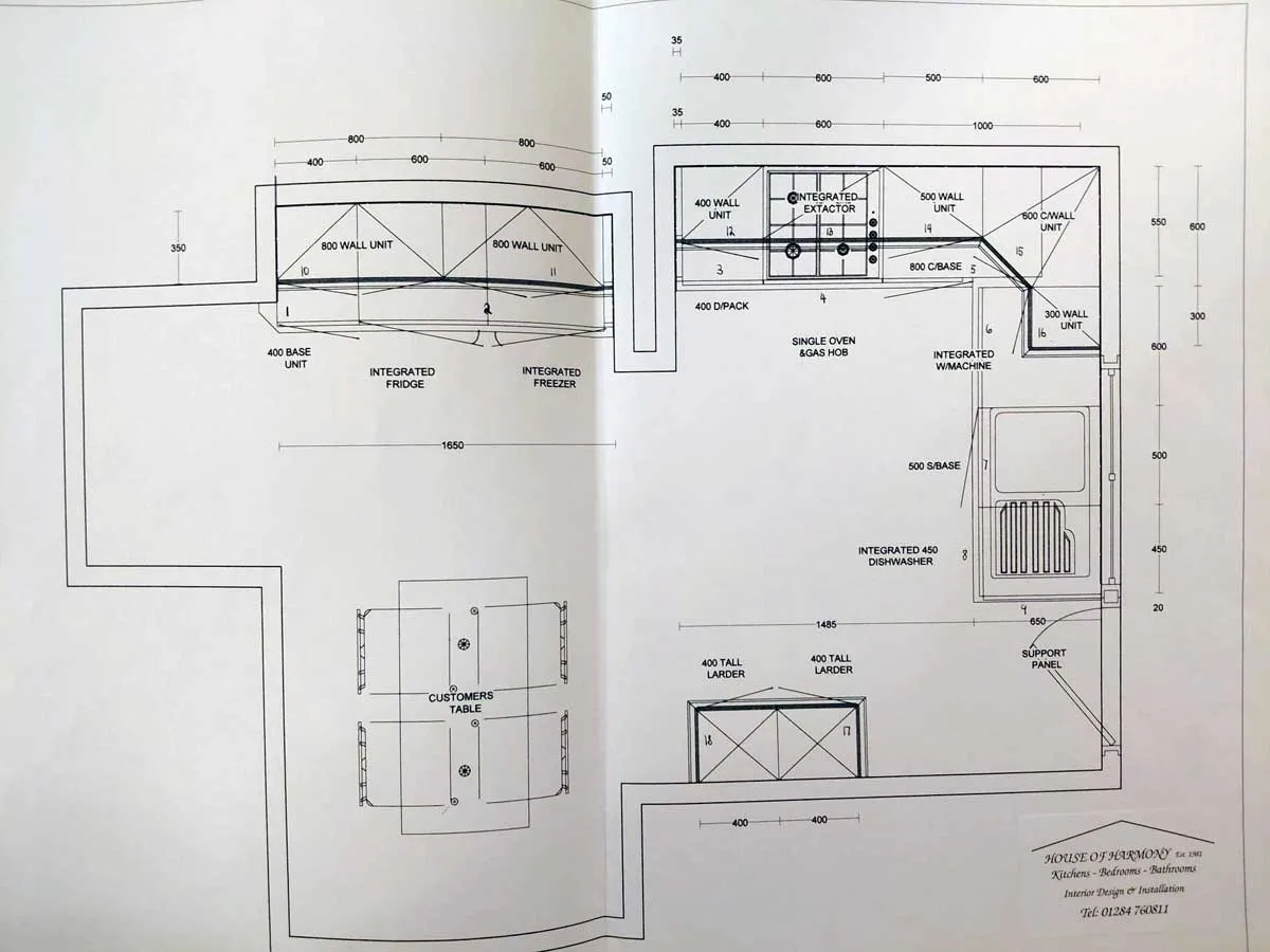 Plan of one of the oldest kitchens
