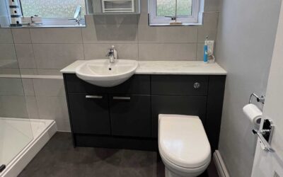 Creating one beautiful bathroom from two rooms, Utopia bathroom furniture in Nadia Storm Grey