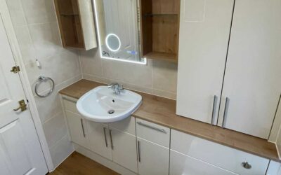 Beautiful Utopia fitted furniture in Nadia door style in Tuscon Gloss Bathroom in Bury St Edmunds
