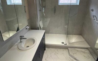 Beautiful Utopia Original Fitted Furniture in Nadia door style in Azure Blue bathroom – Bury St Edmunds