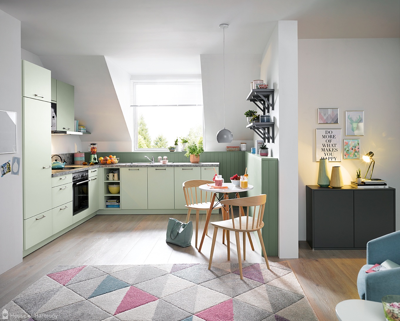 Pastel colour kitchen