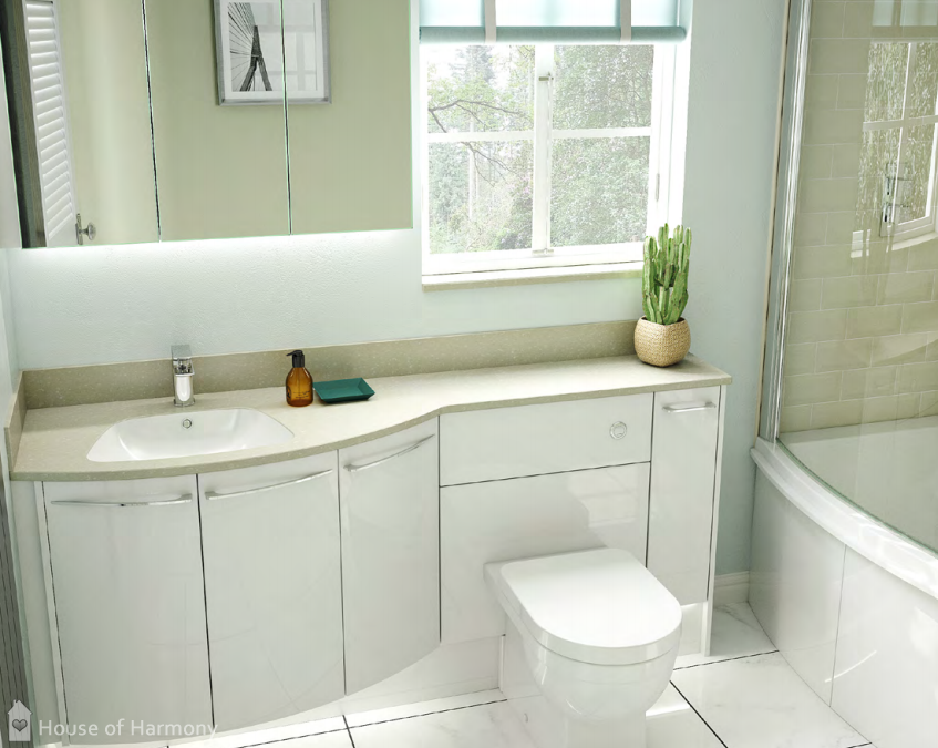 New White Gloss Bathroom by Utopia at House of Harmony